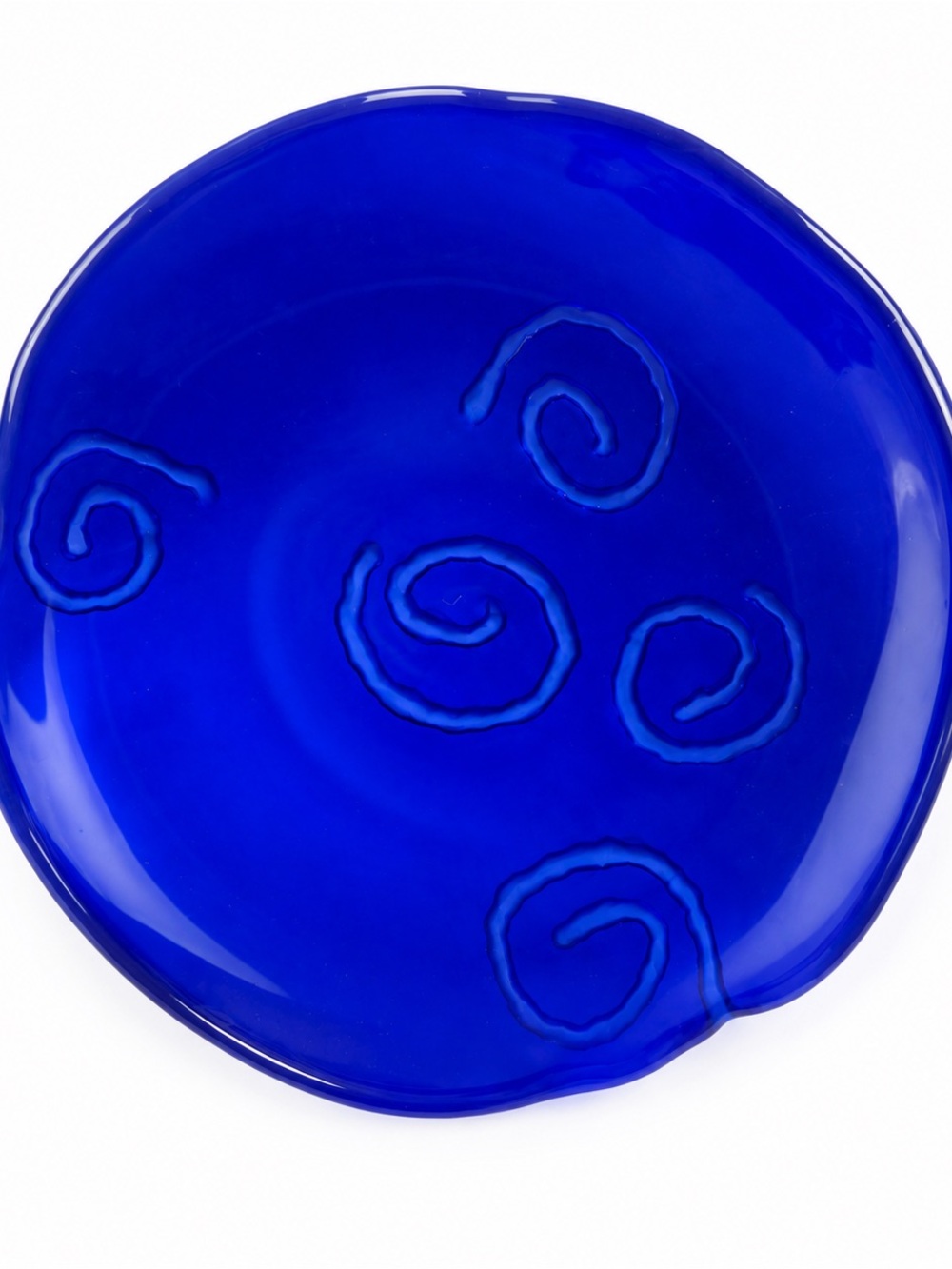 Vintage Cobalt Blue Decorative Glass Plate